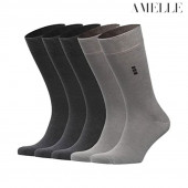 Amelle Men's Bamboo Dress Socks - 5-Pack - Mens Calf Socks & Hosiery - Plain Designed - Moisture Wicking Soft Casual - Size 8-12